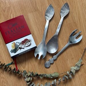 Cookbook + Salad Servers Set